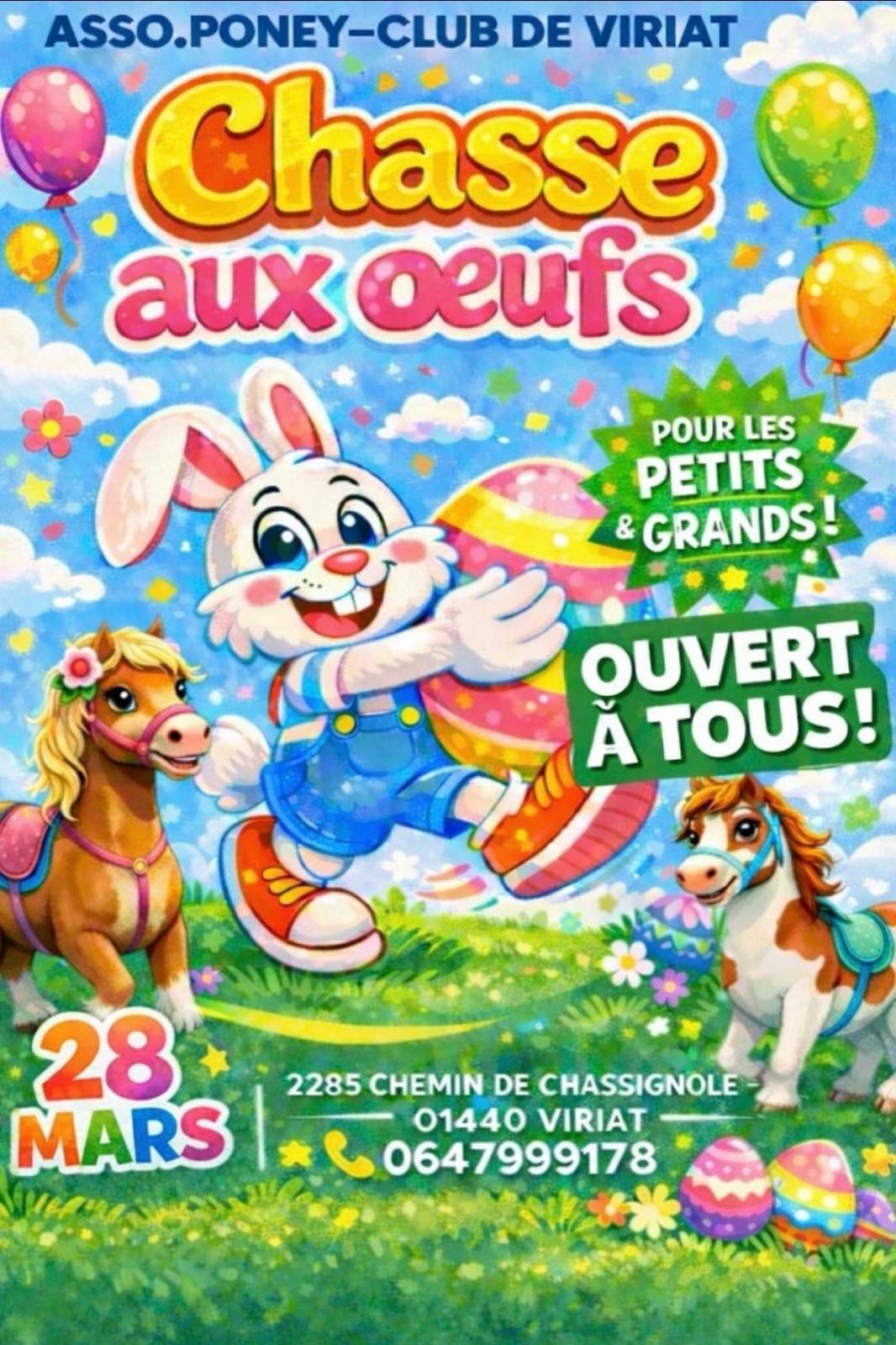 Chasse aux œufs Pâques 2026 au Poney Club de Viriat — 28 mars 2026